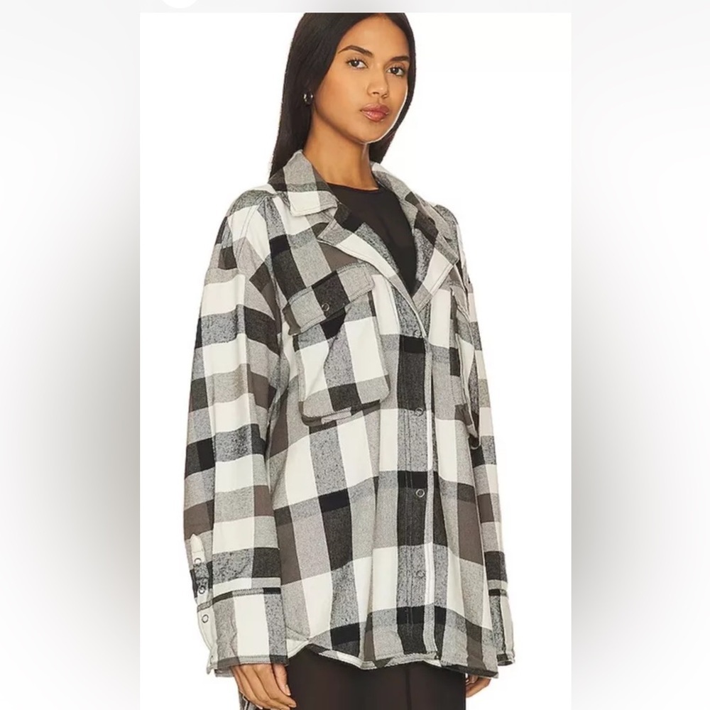 Free People We The Free Izzie Cargo Shirt Flannel NWT Medium - Picture 3 of 4